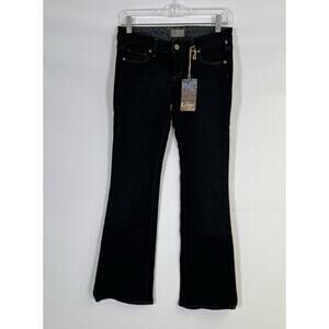 NWT Paige Denim Jeans Womens 26 Black Laurel Canyon Low Rise Boot Cut Made USA